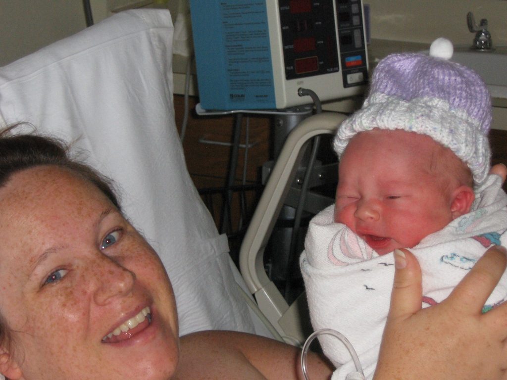 Julie with Taylor shortly after her birth